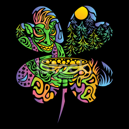440x440 Psychedelic Goblin With A Pot Of Gold Vector Illustration Stock