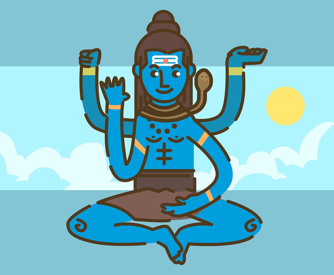 1136x936 Shiva God In Sky Background Vector Vector Art Graphics