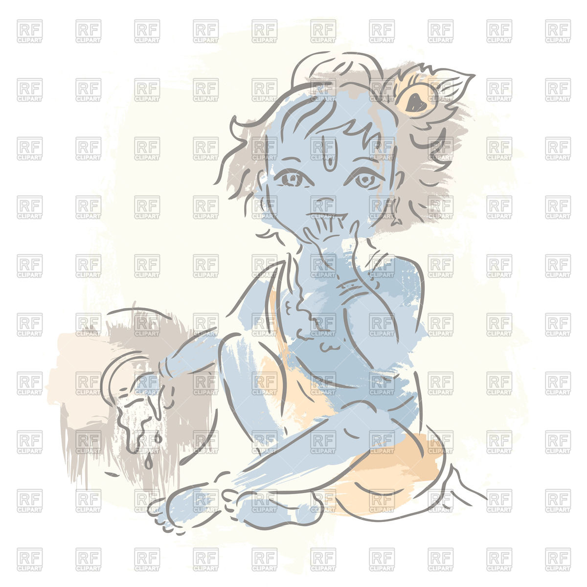 1200x1200 Colorful Sketch Of Child Krishna