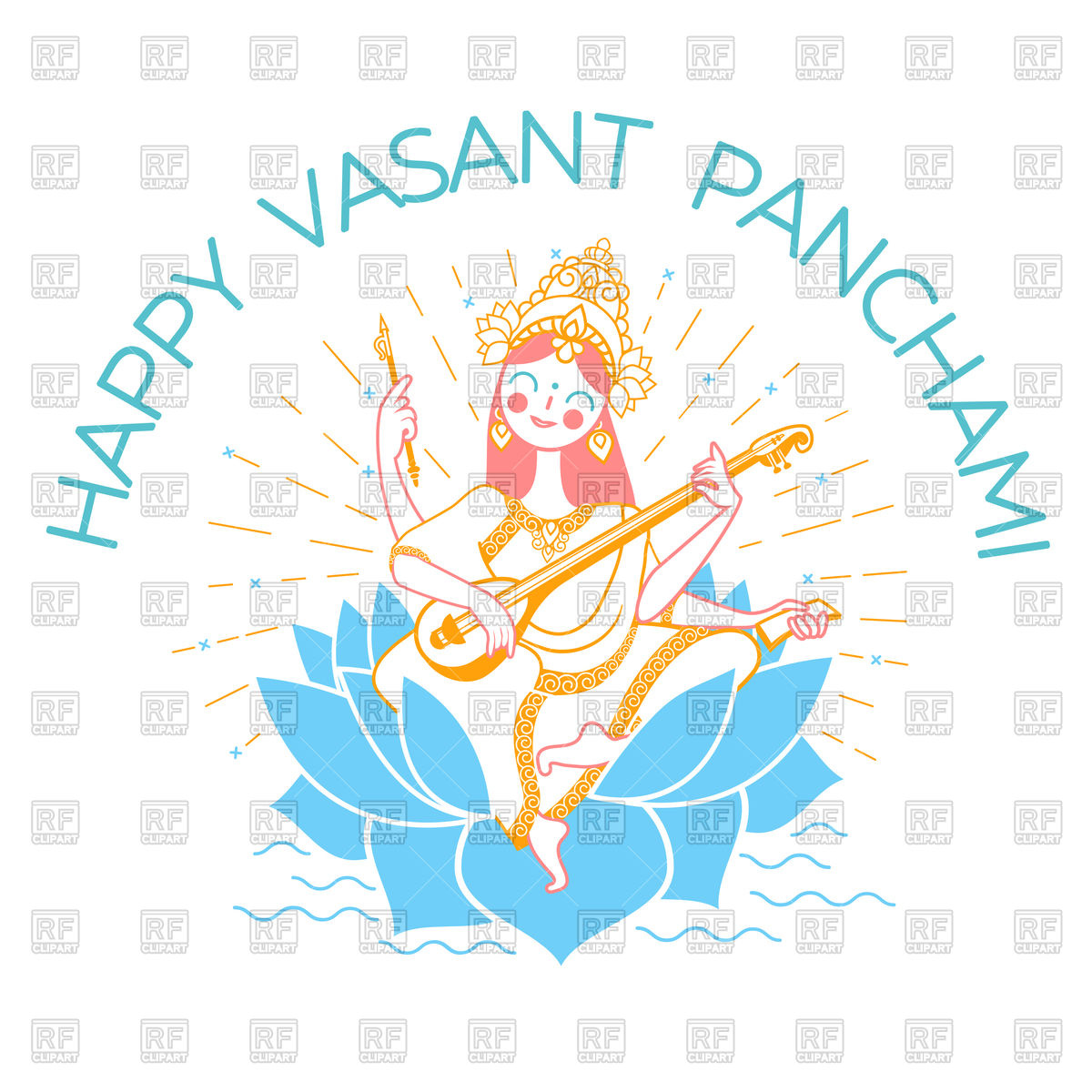 1200x1200 Happy Vasant Panchami Greeting Card, Goddess Vector Image