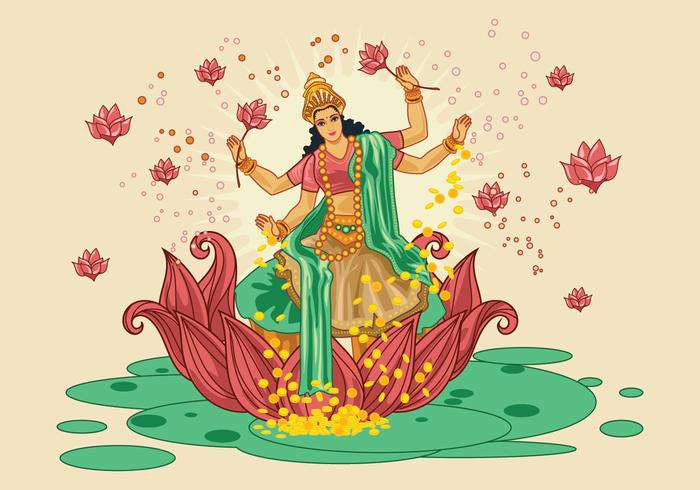 700x490 Vector Illustration Of Goddess Lakshmi