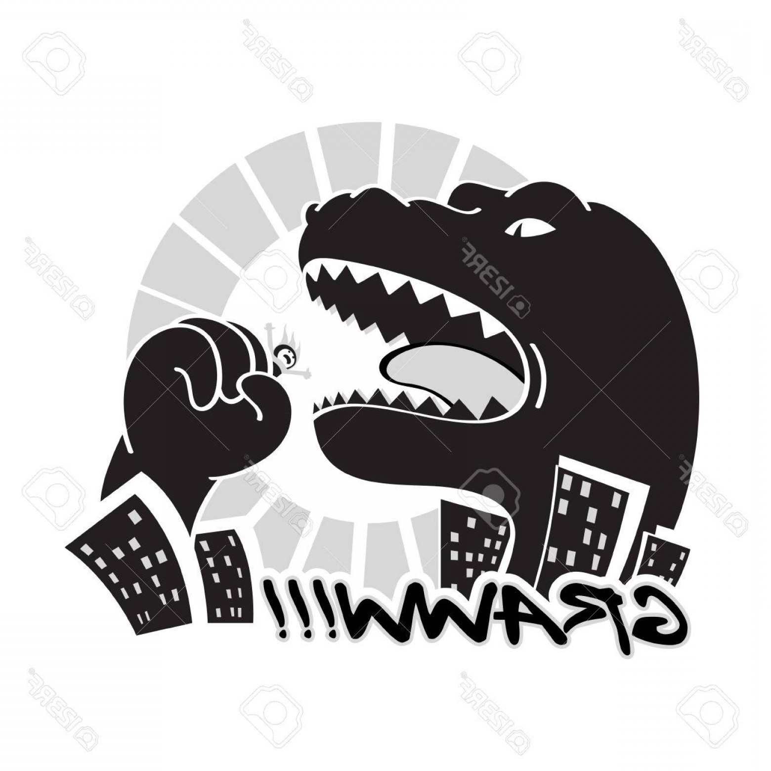 1560x1560 Godzilla Vector Black And White Catchsplace