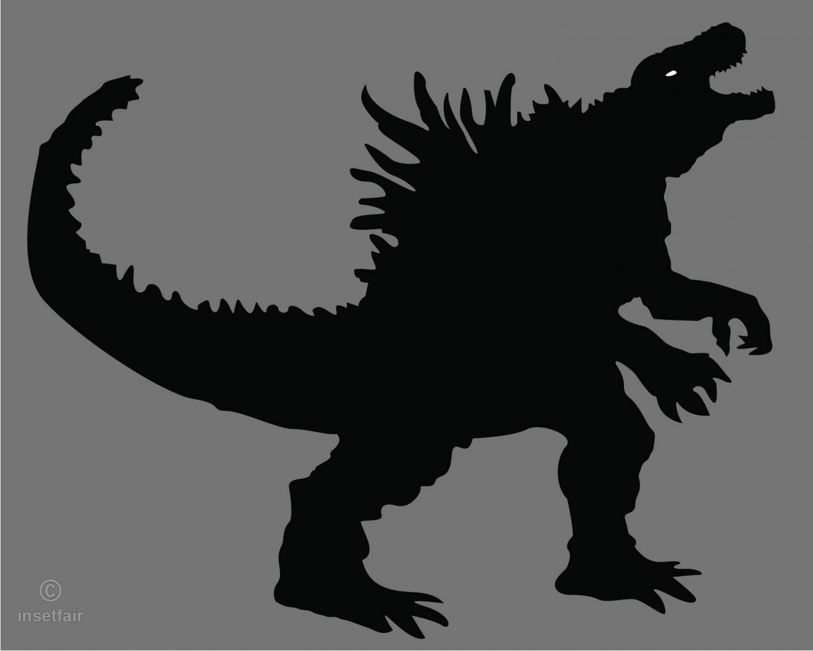 1600x1281 Black Godzilla Vector Sketch