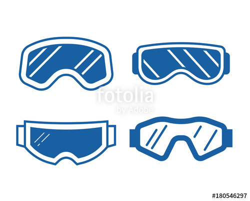500x401 Snowboard Or Ski Goggles Icons Set In Line Style Skiing