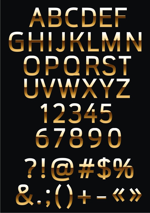 Golden Alphabet Vector Font Free Vector Download In Cdr 595x842 Golden Alphabet Vector Font Free Vector Download In Cdr