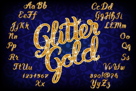 Handwritten Glitter Gold Alphabet Vector Font Hand Drawn Brush 450x300 Handwritten Glitter Gold Alphabet Vector Font Hand Drawn Brush