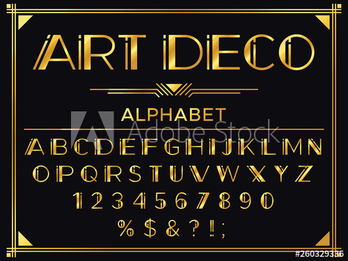 Art Deco Font Golden Decorative Letters, Vintage Fashion 500x375 Art Deco Font Golden Decorative Letters, Vintage Fashion
