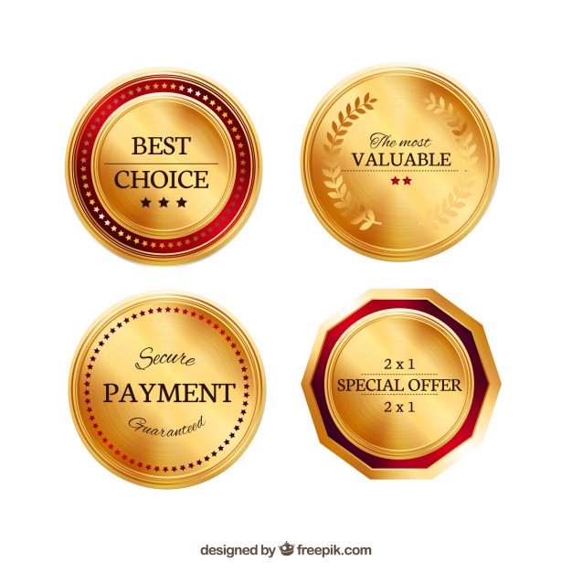 Gold Promotion Badges Vector Free Download 626x626 Gold Promotion Badges Vector Free Download