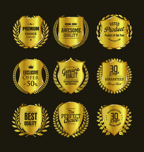 Golden Badge With Laurel Wreaths Vector Free Vector 500x527 Golden Badge With Laurel Wreaths Vector Free Vector
