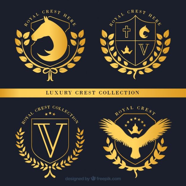 Set Of Luxurious Crests Golden Badges Free Vector Decade Club 626x626 Set Of Luxurious Crests Golden Badges Free Vector Decade Club