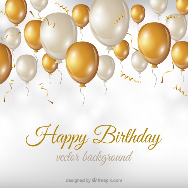 626x626 Birthday Background With White And Golden Balloons Vector Free
