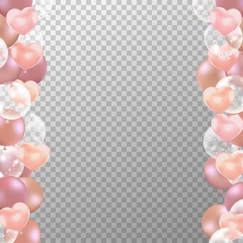 490x490 Realistic Rose Gold Balloons Frame With Transparent Background