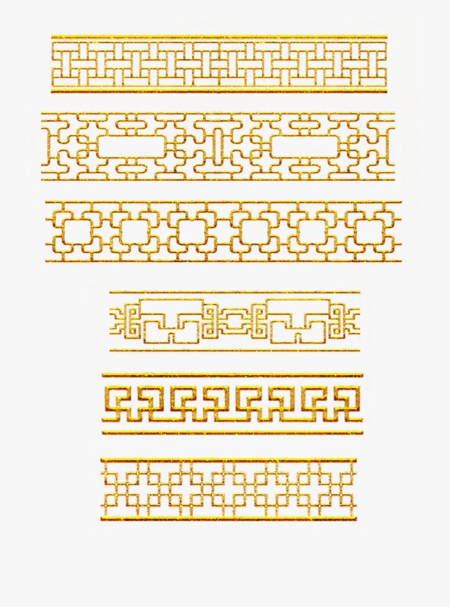 920x1240 Split Line Gold Border Retro Png