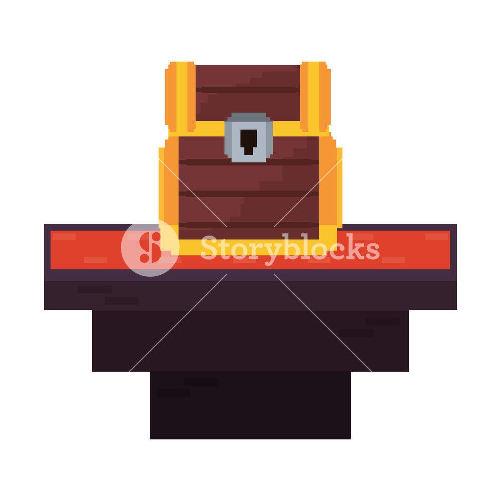 1000x1000 Video Game Chest Gold Brick Level Vector Illustration Royalty Free