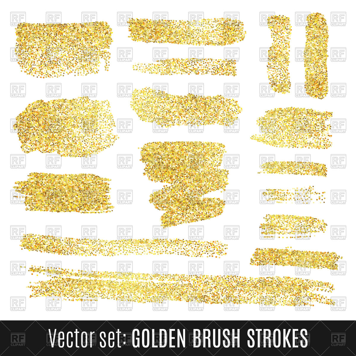 Set Of Golden Watercolor Brush Stroke Vector Image Of Design 1200x1200 Set Of Golden Watercolor Brush Stroke Vector Image Of Design