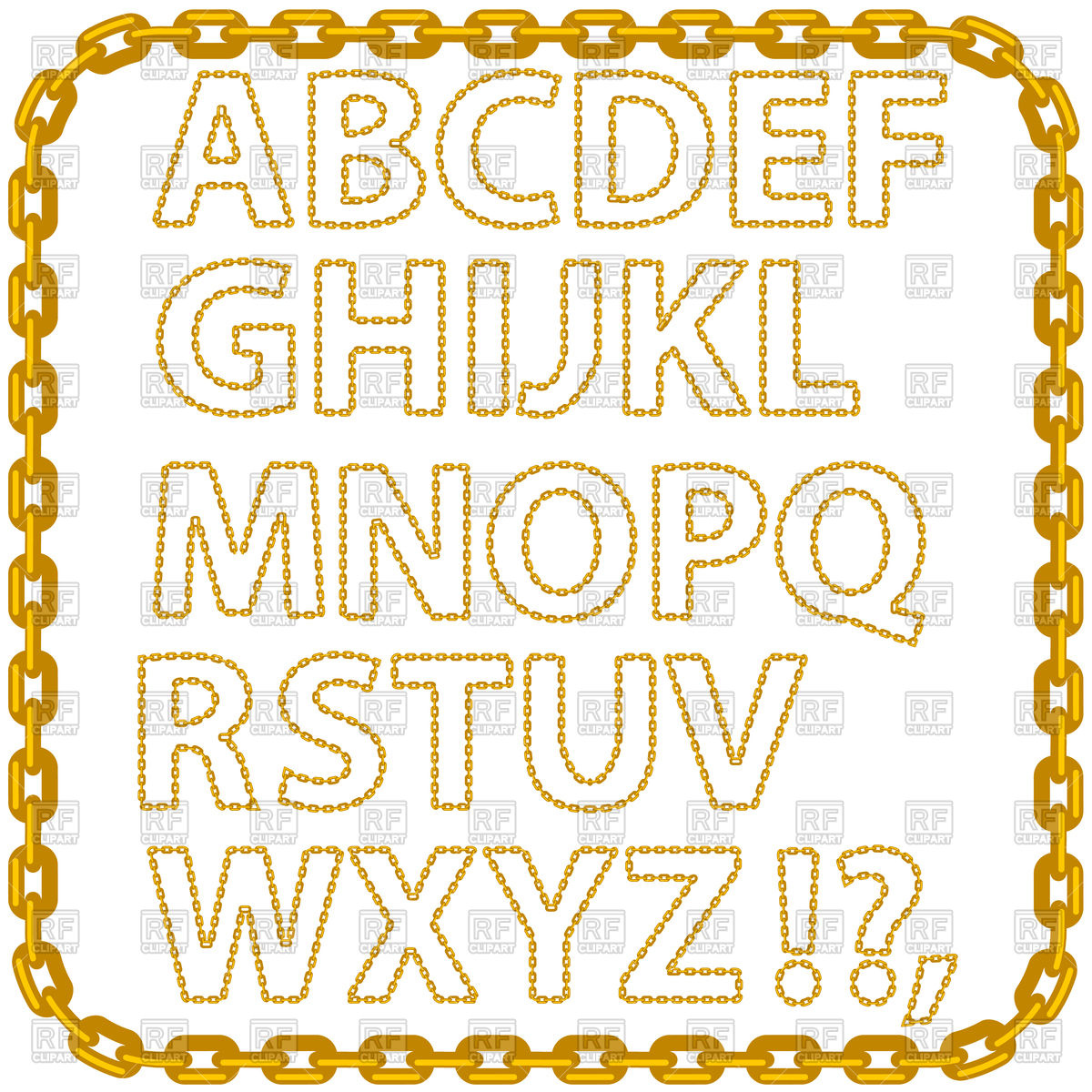 Gold Chain Alphabet Isolated On A White Background Vector Image 1200x1200 Gold Chain Alphabet Isolated On A White Background Vector Image