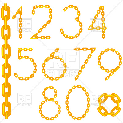 Gold Chain Number Collection Isolated On A White Background Vector 400x400 Gold Chain Number Collection Isolated On A White Background Vector