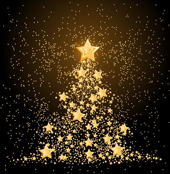 Golden Stars With Christmas Tree Vector Material Free Download 551x564 Golden Stars With Christmas Tree Vector Material Free Download