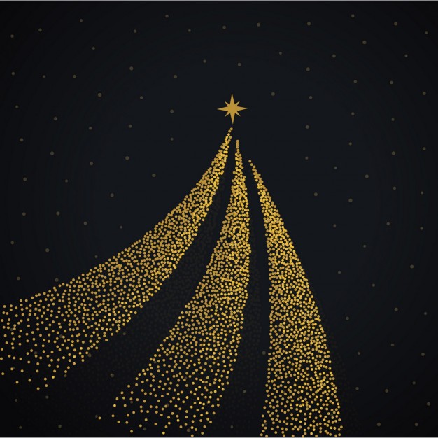 Black Background With A Golden Christmas Tree Vector Free Download 626x626 Black Background With A Golden Christmas Tree Vector Free Download