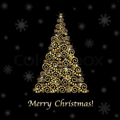 Stock Vector Of 'abstract Gold Christmas Tree, On Black Background 480x480 Stock Vector Of 'abstract Gold Christmas Tree, On Black Background