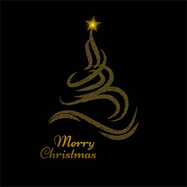 Black Background With Golden Christmas Tree Vector Free Download 626x626 Black Background With Golden Christmas Tree Vector Free Download