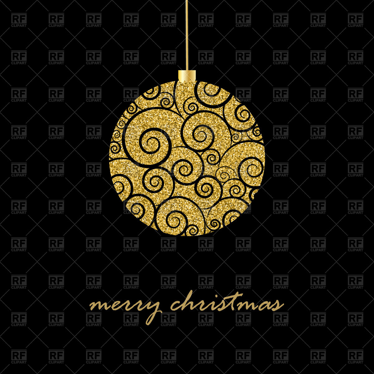 1200x1200 Black Background With Glitter Gold Christmas Ball Vector Image