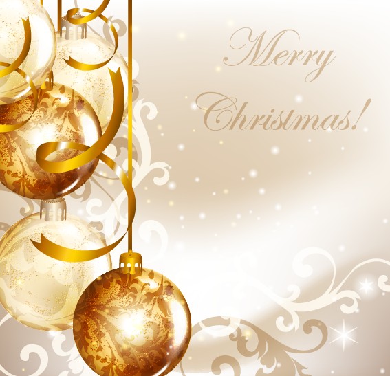 567x547 Golden Christmas Balls Background Vector Free Download