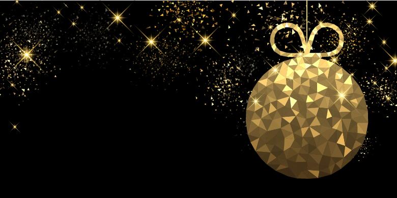 780x390 Golden Christmas Ball With Black Background Vector Free Download