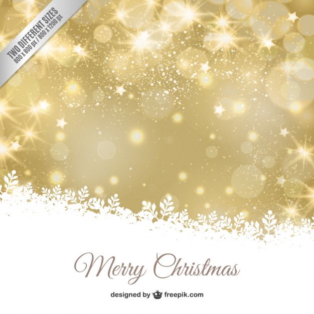 626x626 Golden Christmas Bokeh Background With White Leaves Vector Free