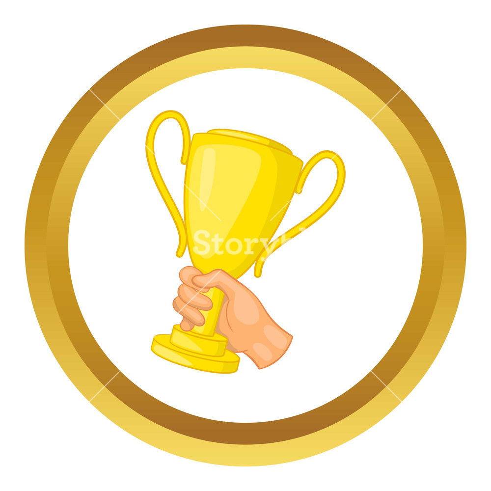 Hand Holding Gold Trophy Cup Vector Icon In Golden Circle, Cartoon 1000x1000 Hand Holding Gold Trophy Cup Vector Icon In Golden Circle, Cartoon