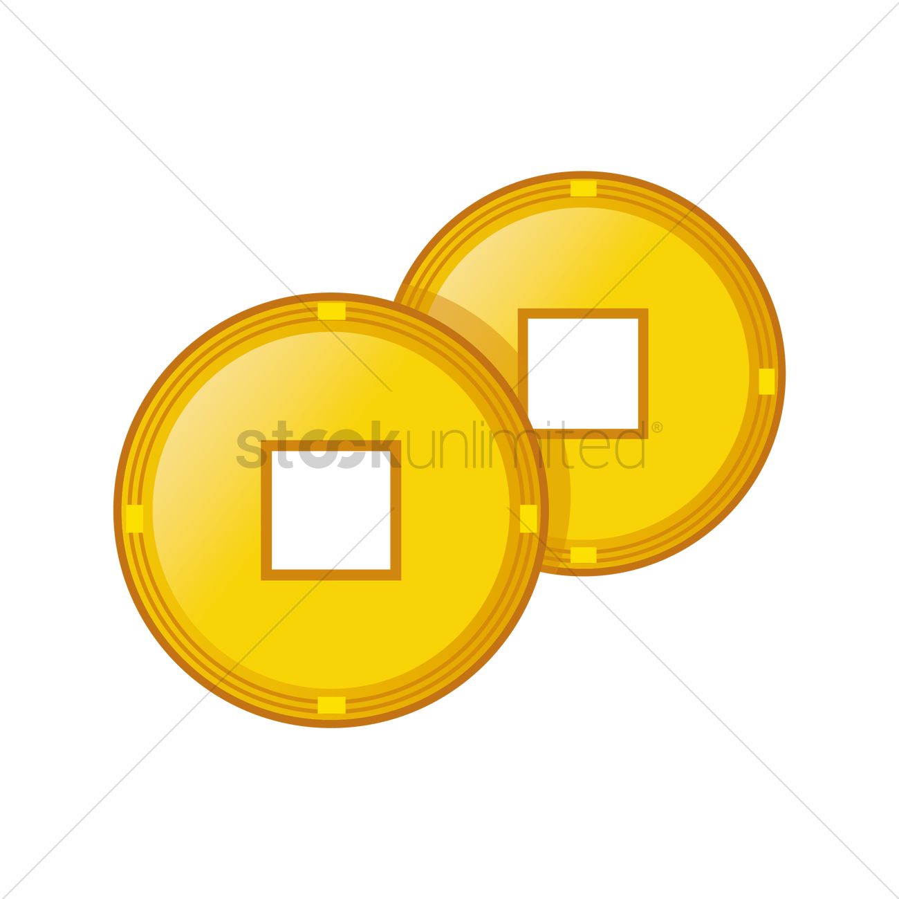 Chinese Gold Coins Vector Image 1300x1300 Chinese Gold Coins Vector Image