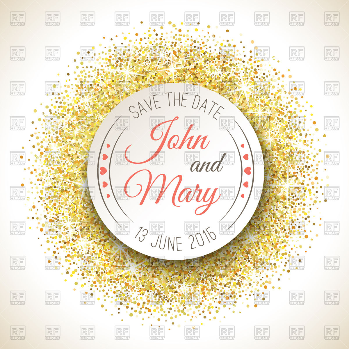 Perfect Wedding Template With Golden Confetti Vector Image 1200x1200 Perfect Wedding Template With Golden Confetti Vector Image