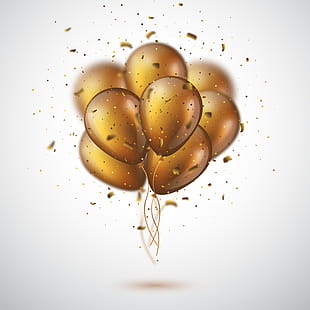 310x310 Golden Balloon With Confetti Vector Background Free