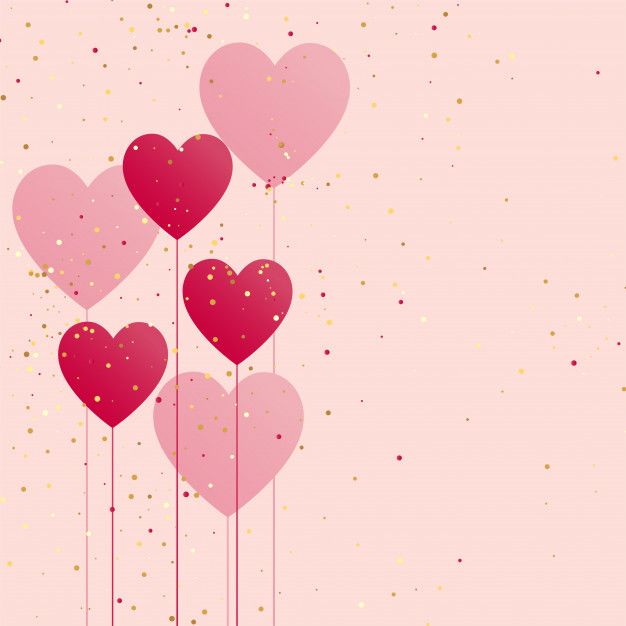 626x626 Hearts Balloon With Golden Confetti Vector Free Download