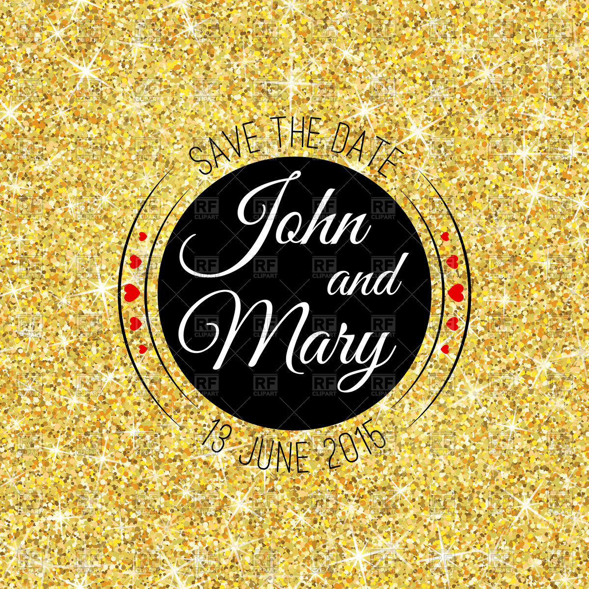 1200x1200 Perfect Wedding Template With Golden Confetti Vector Image