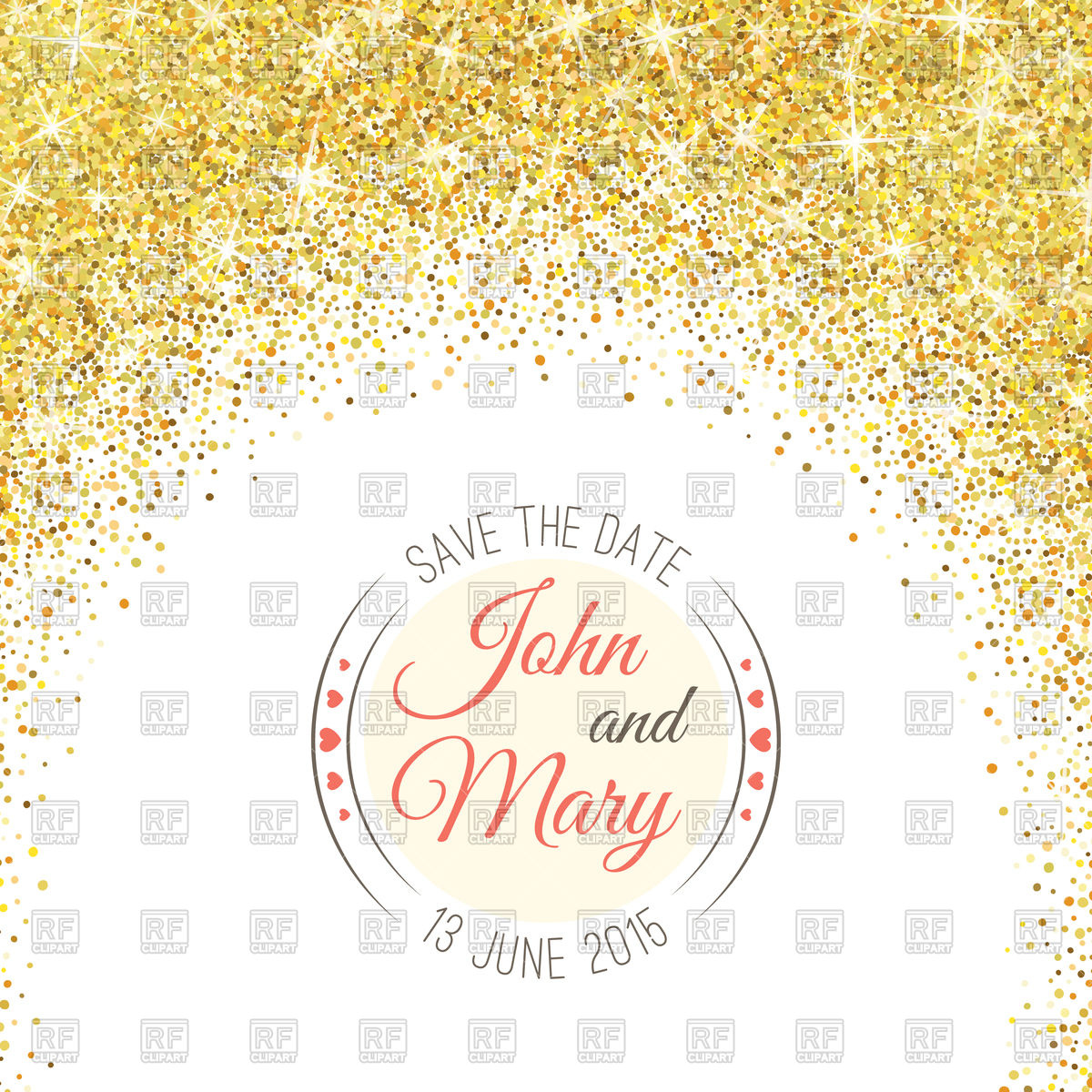 1200x1200 Wedding Template With Golden Confetti Vector Image Of Backgrounds
