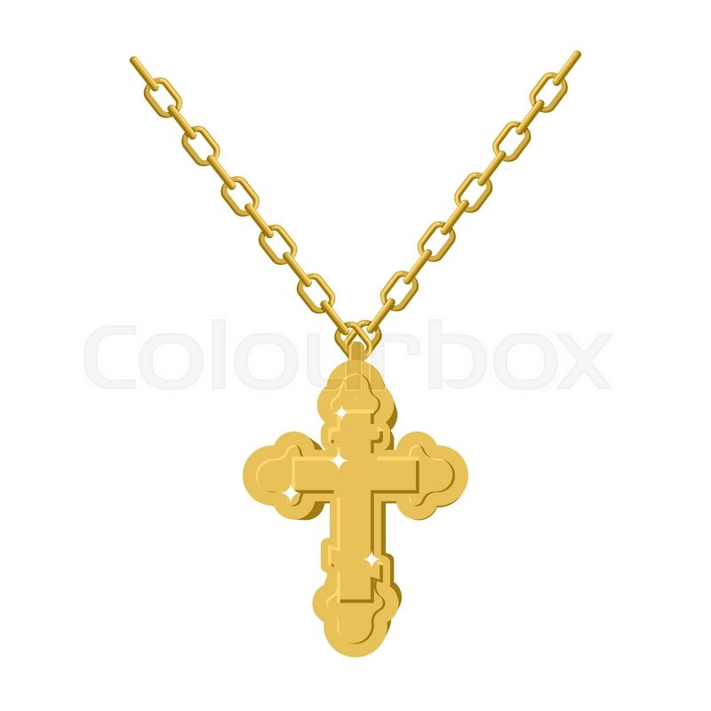 800x800 Golden Cross Necklace On Chain Of Gold Stock Vector Colourbox
