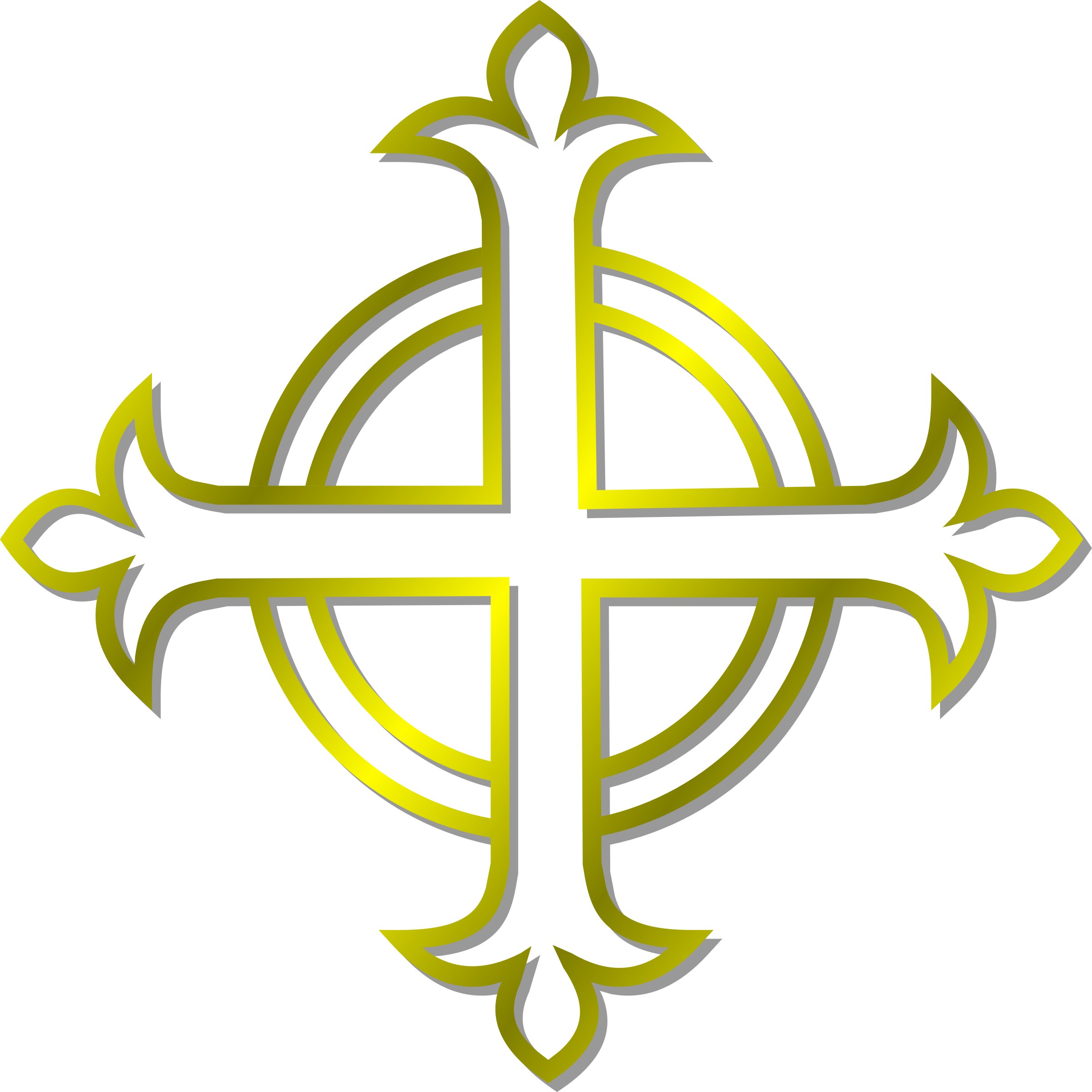 2400x2400 Gold Budded Cross Vector Clipart Image