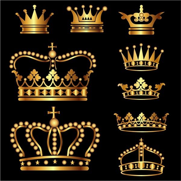 Gold Crown Set Free Vector In Adobe Illustrator 600x600 Gold Crown Set Free Vector In Adobe Illustrator