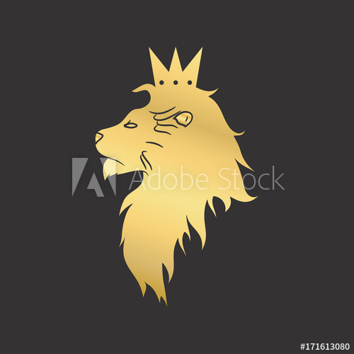 Gold Lion With A Crown Logo Vector Illustration 500x500 Gold Lion With A Crown Logo Vector Illustration
