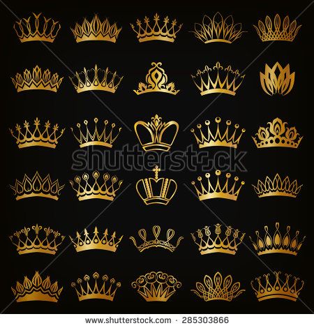 Set Of Decorative Victorian Golden Crowns For Design On Black 450x470 Set Of Decorative Victorian Golden Crowns For Design On Black