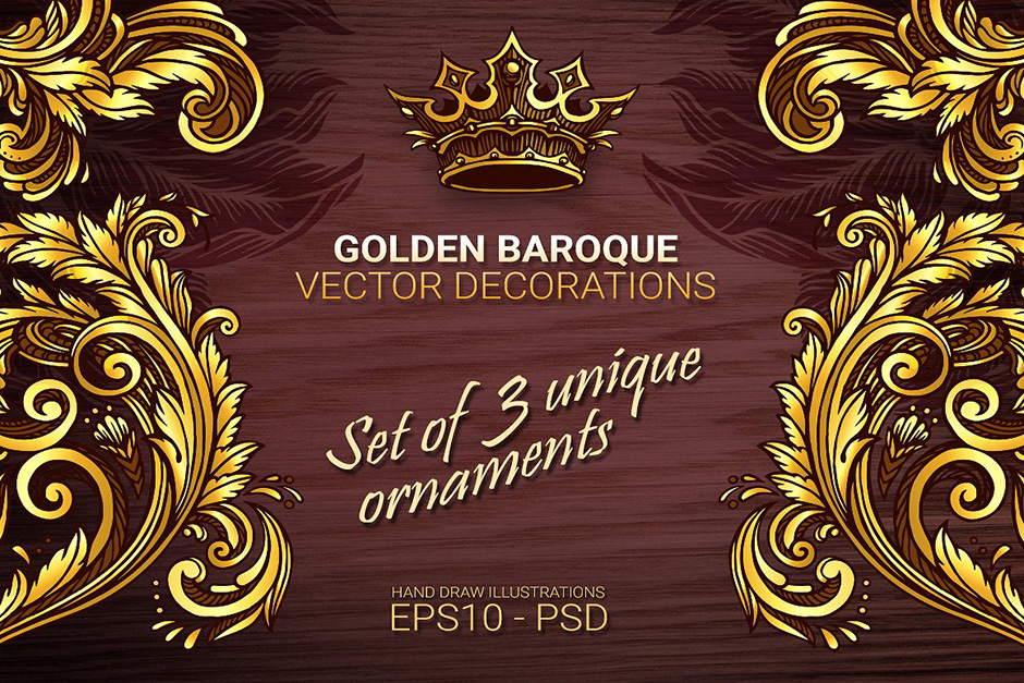 940x627 Golden Baroque Vector Decorations Vector Baroque Ornaments