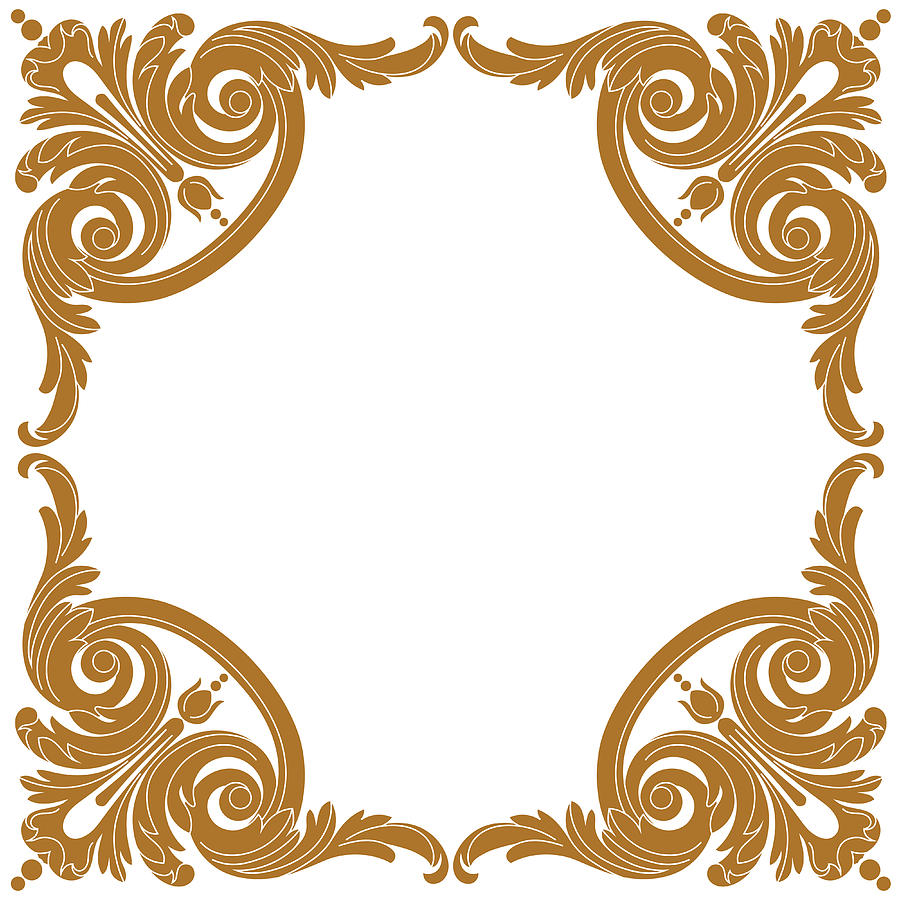 900x900 Golden Vintage Border Frame Engraving With Retro Ornament Pattern