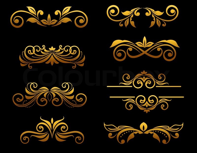 800x624 Golden Vintage Floral Elements And Stock Vector Colourbox