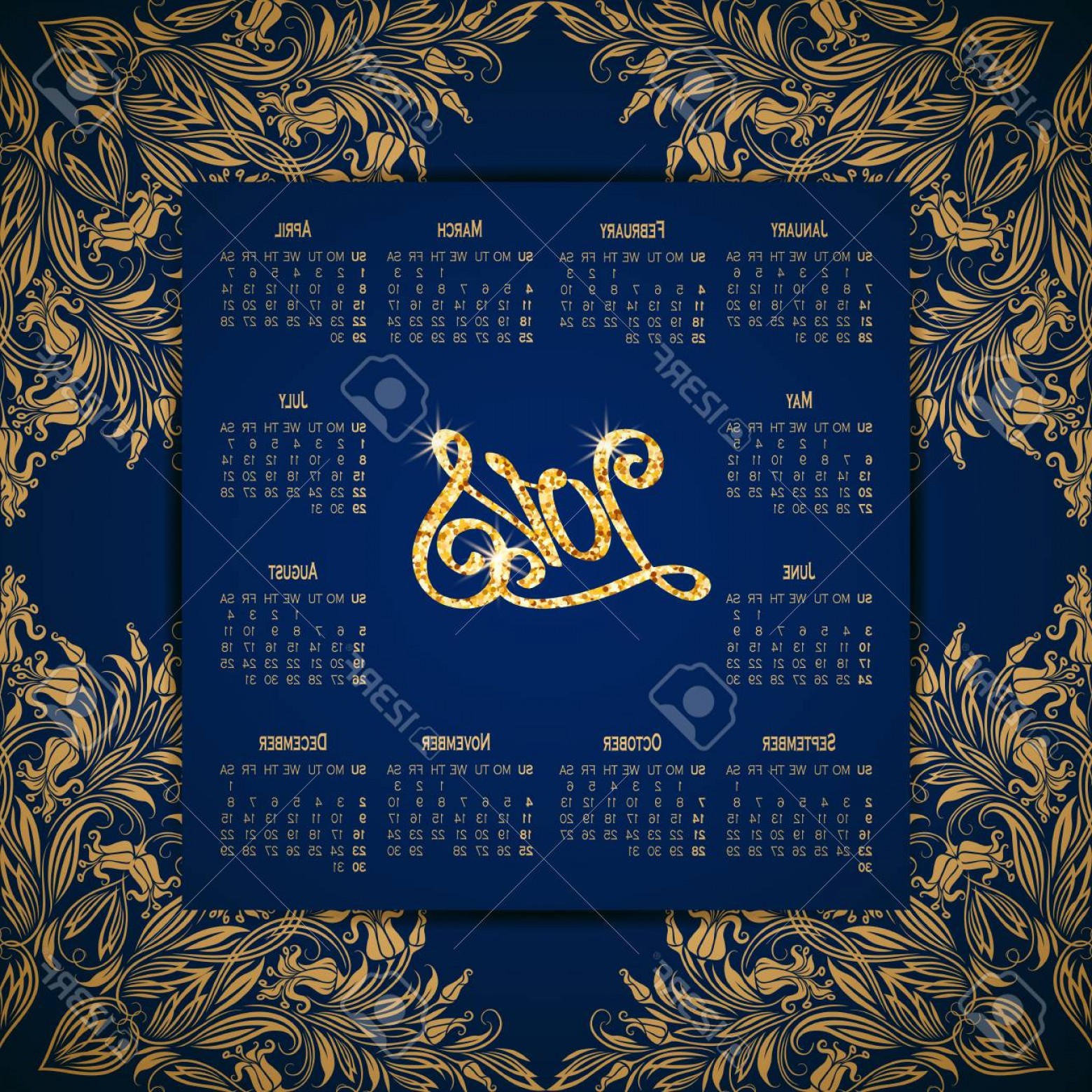 1560x1560 Photostock Vector Vector Business Wall Calendar On Blue Background