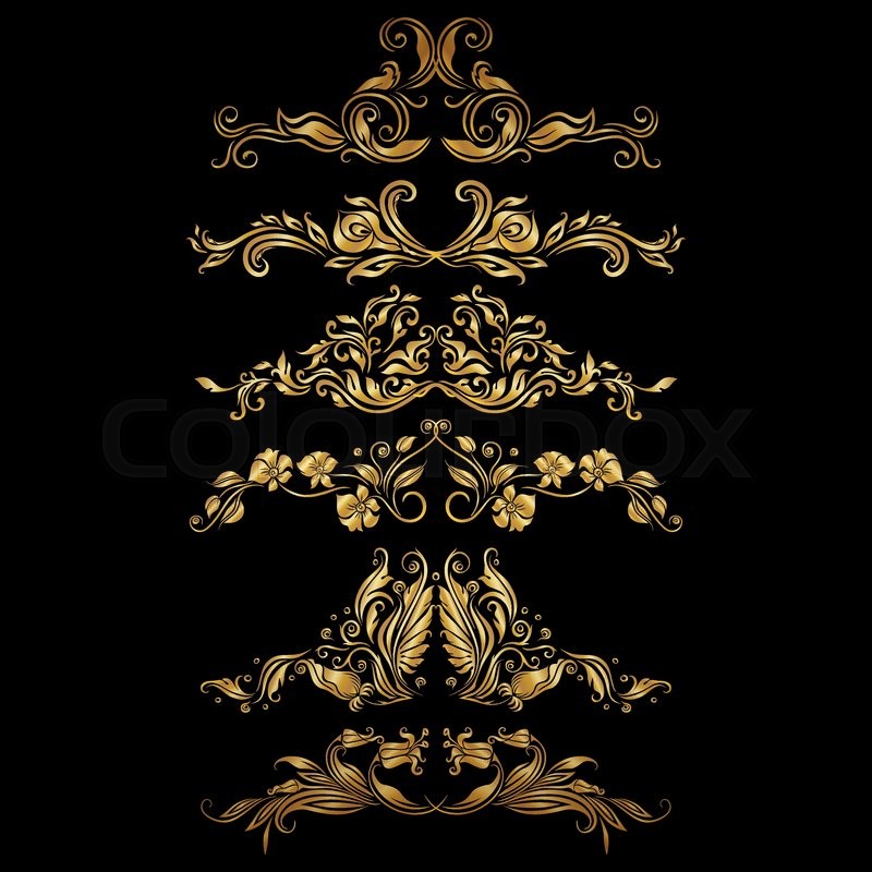 800x800 Set Of Filigree Damask Ornaments Stock Vector Colourbox