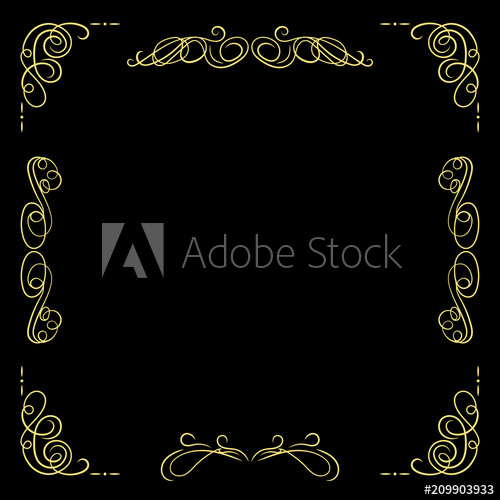 500x500 Vector Golden Vintage Frame Template, Black Background And Gold