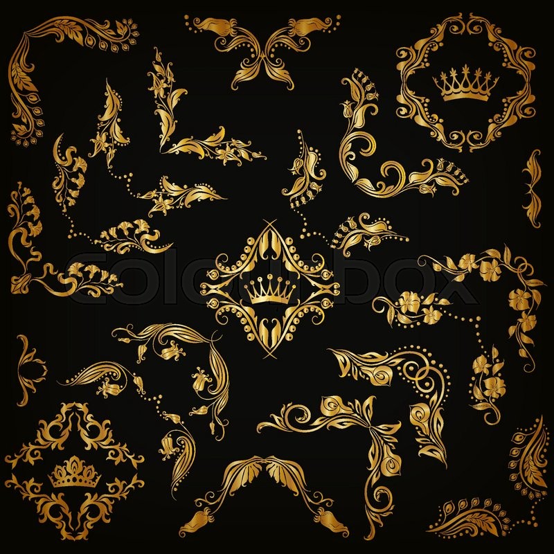800x800 Vector Set Of Gold Decorative Stock Vector Colourbox