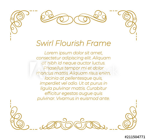 500x476 Vector Swirly Frame Template, Elegant Cover, Golden Filigree