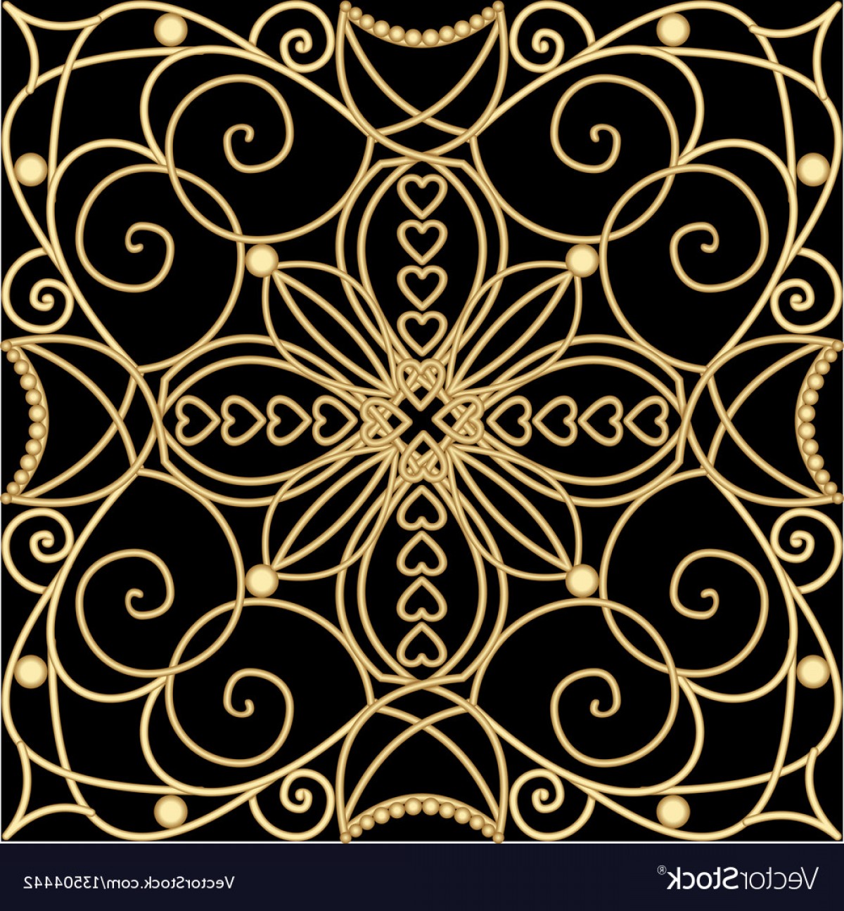 1200x1296 Filigree Golden Ornament Tile In Art Deco Style Vector Catchsplace